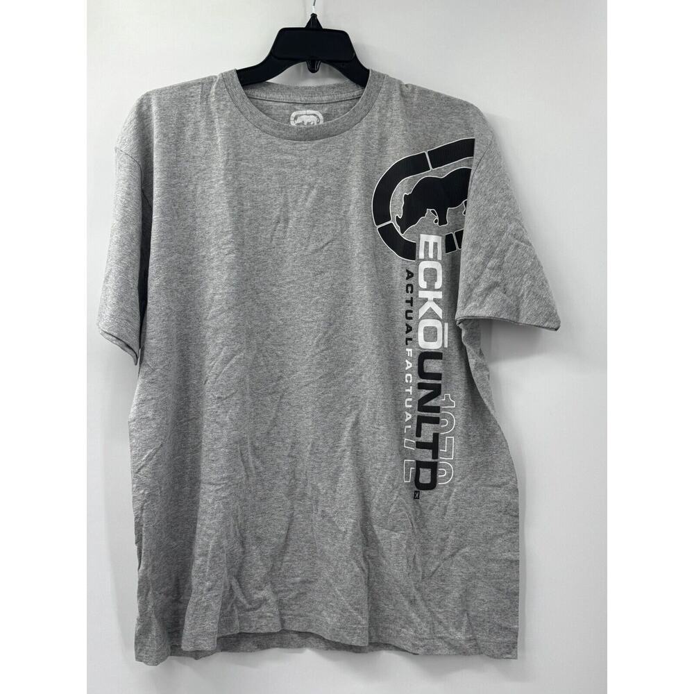 Ecko Unltd T-Shirt Mens XL Heather Gray Cotton Graphic Print Rawthentic Pullover